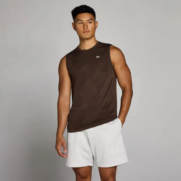 MyProtein Canotta senza cuciture MP uomo Tempo Pillar con grafica - Cioccolato - XXXL Rosso