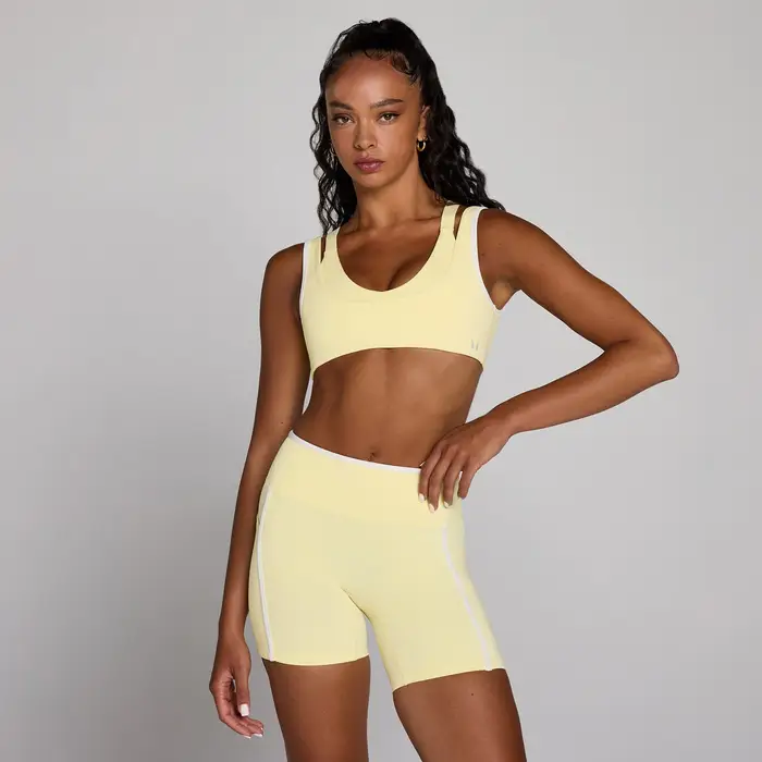 MyProtein Reggiseno sportivo MP donna Velocity a doppio strato con contrasto - Crema burro - XXL Giallo