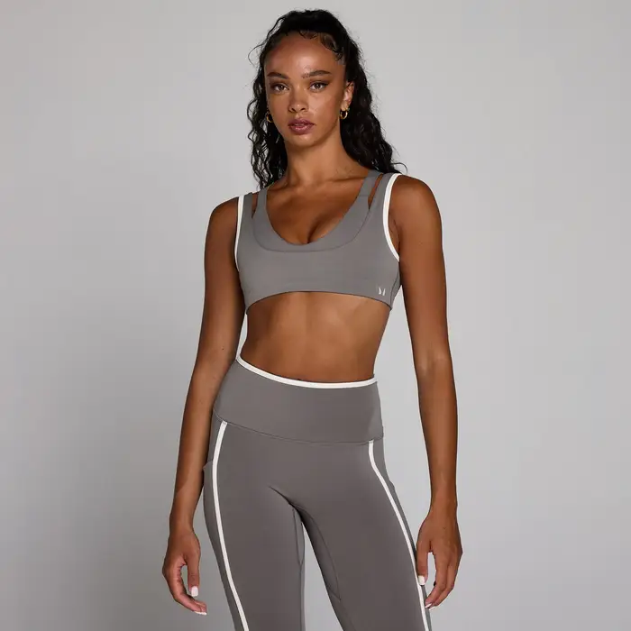 MyProtein Reggiseno sportivo MP donna Velocity a doppio strato con contrasto - Grigio cenere