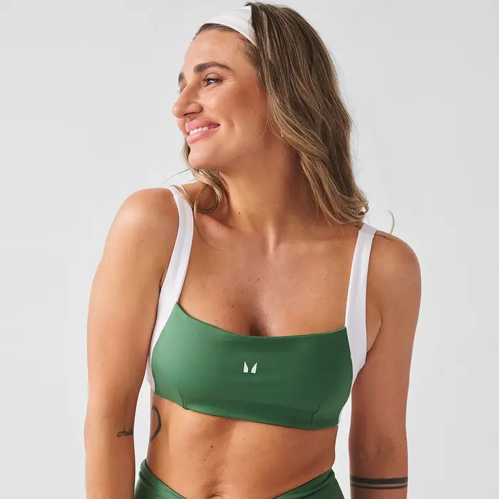MyProtein Reggiseno sportivo MP donna X Tatiana a contrasto con schiena intrecciata - Verde palma