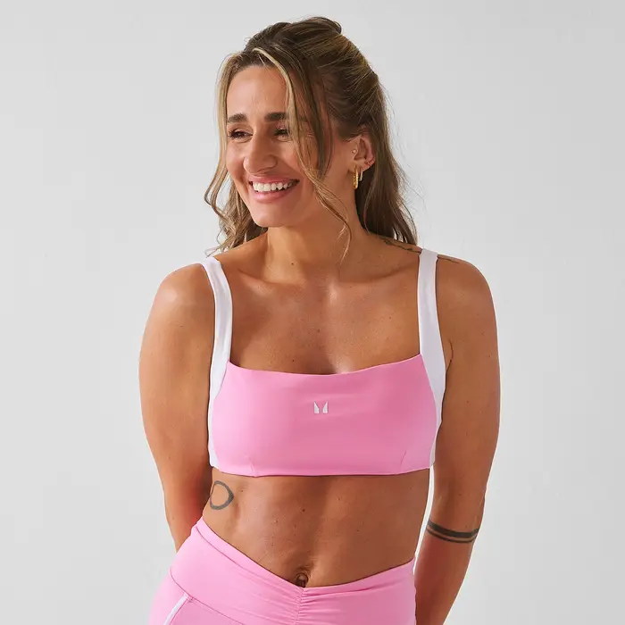 MyProtein Reggiseno sportivo MP donna X Tatiana con schiena intrecciata a contrasto - Rosa confetto