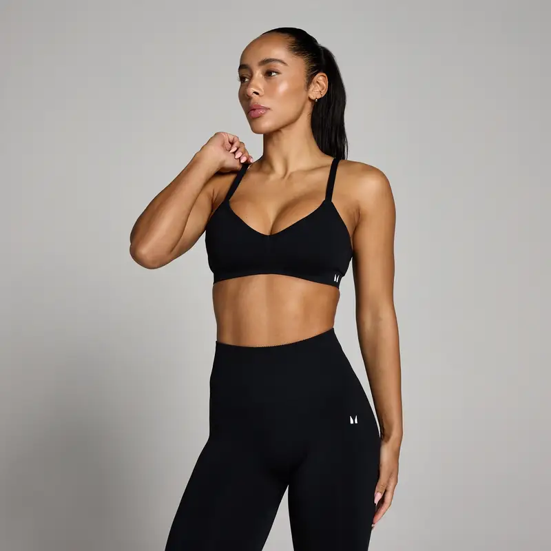 MyProtein Reggiseno sportivo senza cuciture MP donna Tempo con arricciatura frontale - Nero
