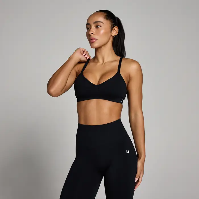 MyProtein Reggiseno sportivo senza cuciture MP donna Tempo con arricciatura frontale - Nero