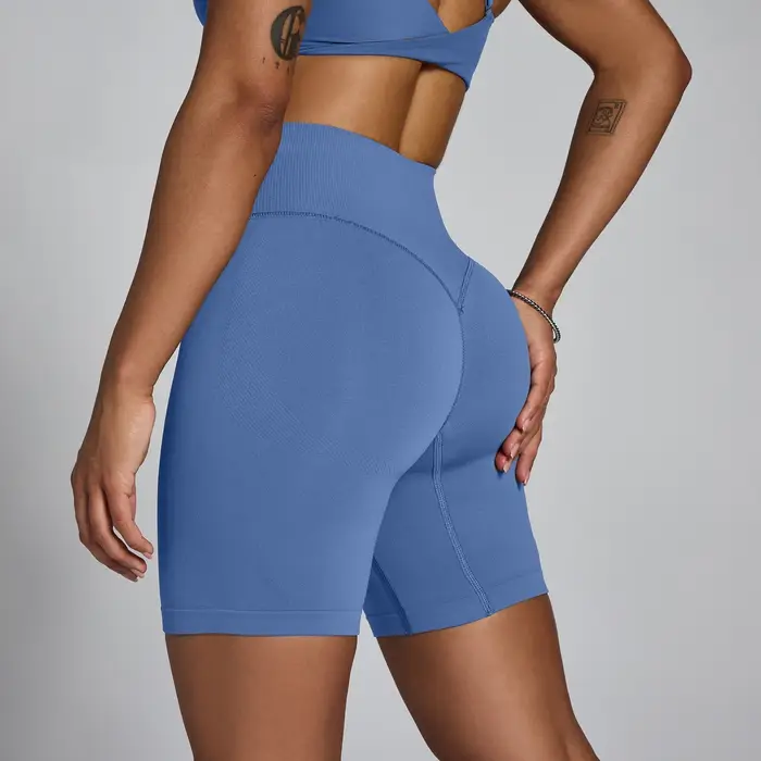 MyProtein Pantaloncini senza cuciture MP Tempo Hybrid donna a vita media - Blu ardesia