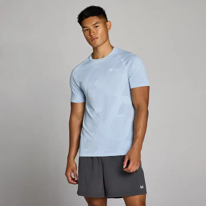 MyProtein T-shirt senza cuciture MP Tempo Pillar Graphic uomo - Blu brezza