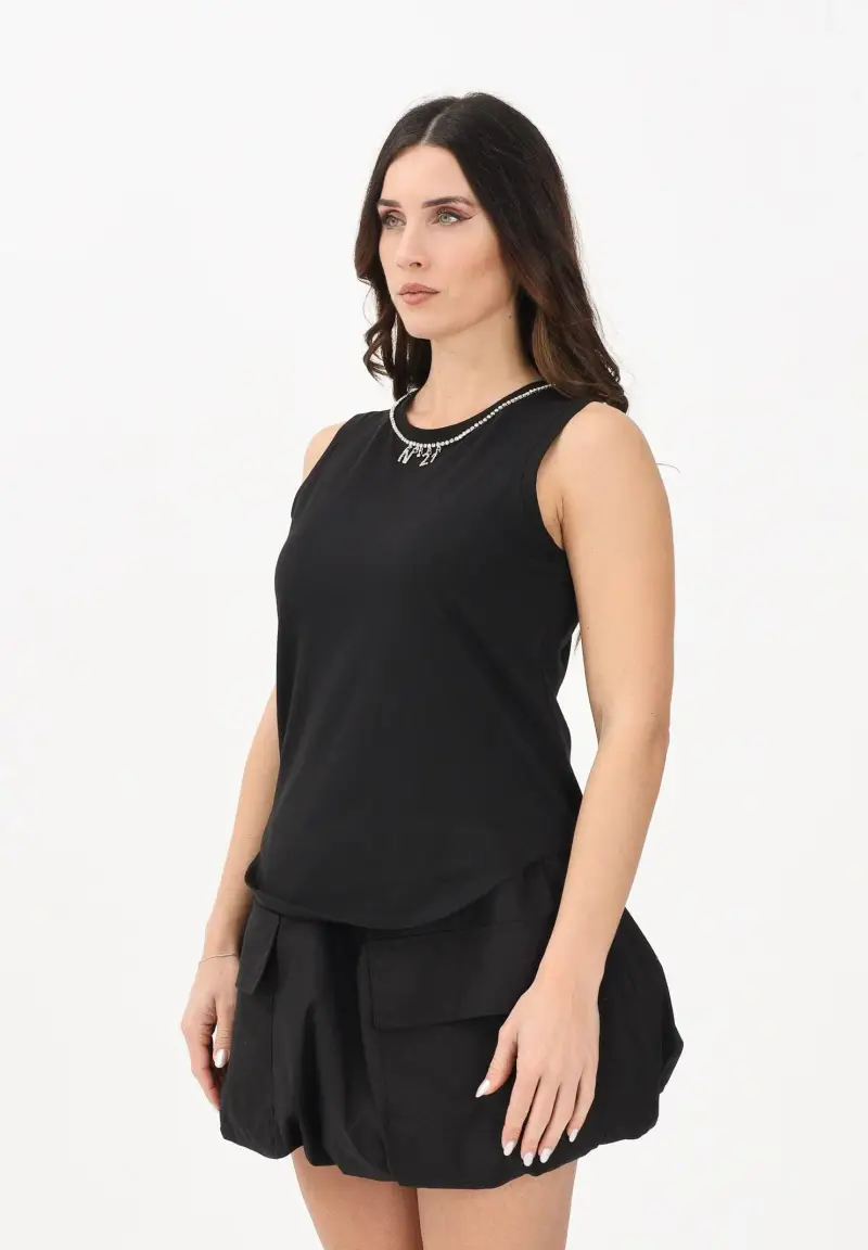 N21 Canotta nera per donna, ragazze e bambine con dettagli gioiello