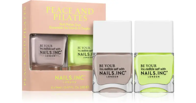Nails inc Peace and Pilates set di smalti per unghie Brook Street smalto per unghie lunga tenuta 14 ml + Sunlight Square smalto per unghie