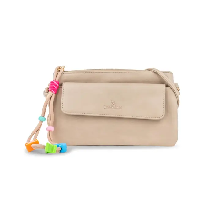 NAJ OLEARI Borsa a tracolla beige da donna con charms colorati e logo UNICA