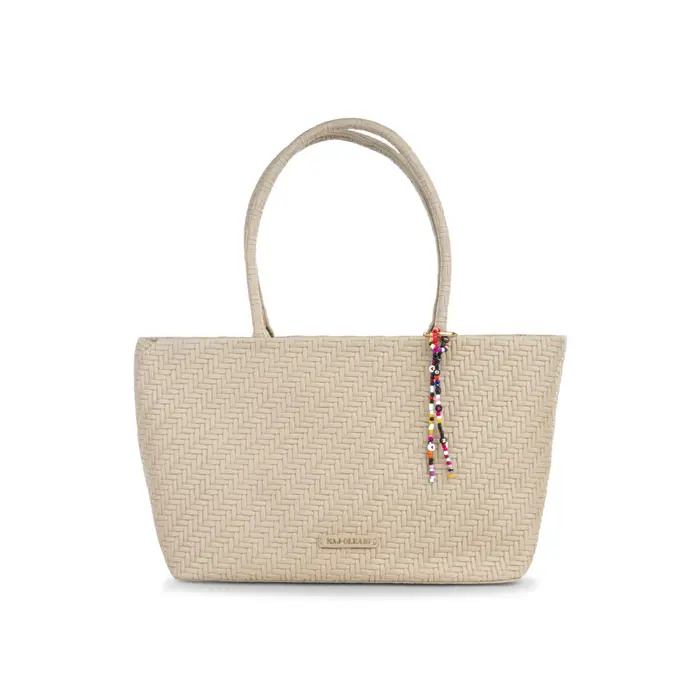 NAJ OLEARI Borsa shopping beige da donna effetto intrecciato con charm UNICA