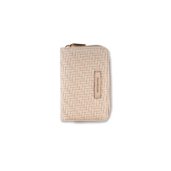 NAJ OLEARI Portafoglio beige da donna con effetto intrecciato e chiusura zip UNICA