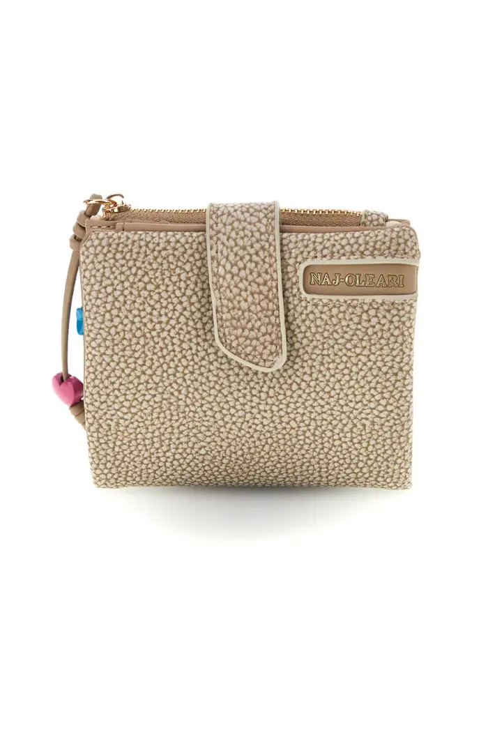 Portafoglio crema con texture stampata e chiusura con patta Naj-oleari 2530/BOBA14 [CREMA]