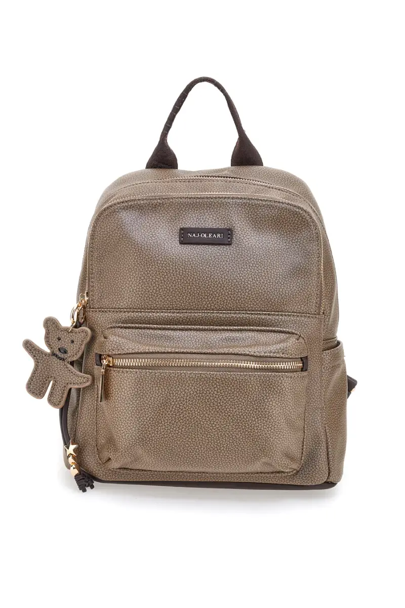 NAJ OLEARI Zaino taupe con charm orsetto e spallacci regolabili 61801/BOBA13 [CIOCCOLATO]