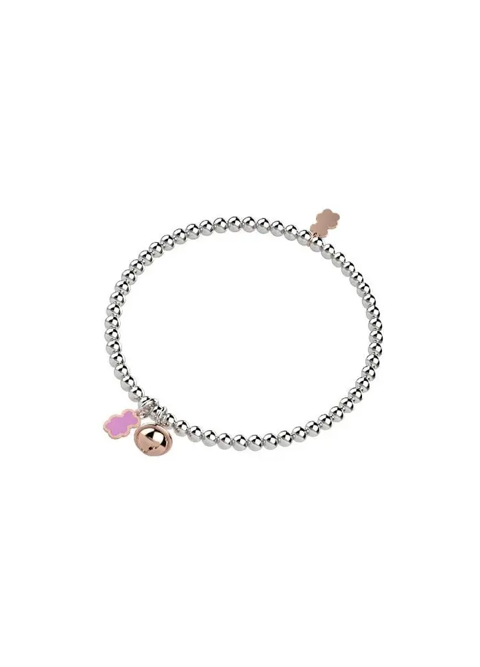 NANAN Bracciale Con Campanella E Orso Rosa