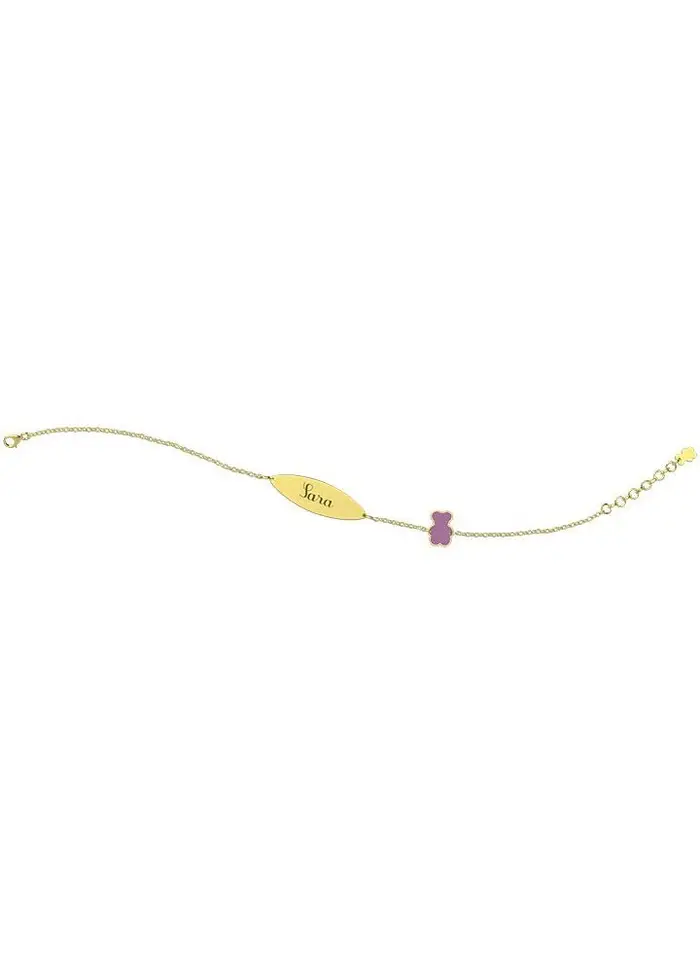 NANAN Bracciale Con Targhetta - Orsetto Lilla