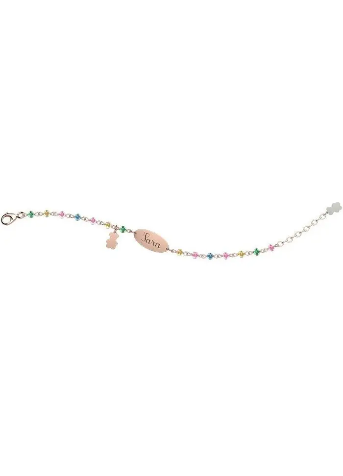 NANAN Bracciale Dorato Con Cuore Targhetta E Sfere Colorate