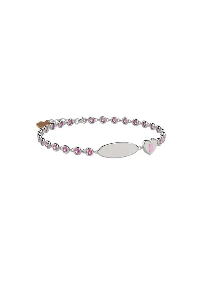 NANAN Bracciale Tennis - Argento 925 - Pietre Rosa