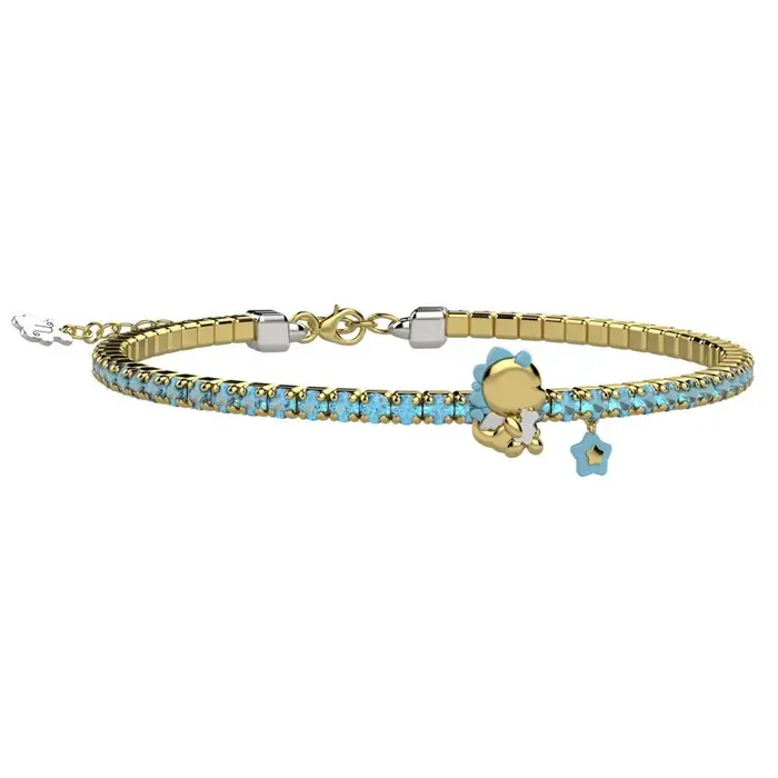 NANAN Bracciale Tennis Bimbi Argento 925 Con Pietre Azzurre