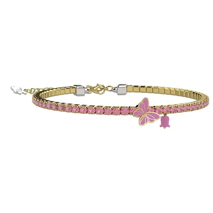 NANAN Bracciale Tennis Bimbi Argento 925 Con Pietre Rosa