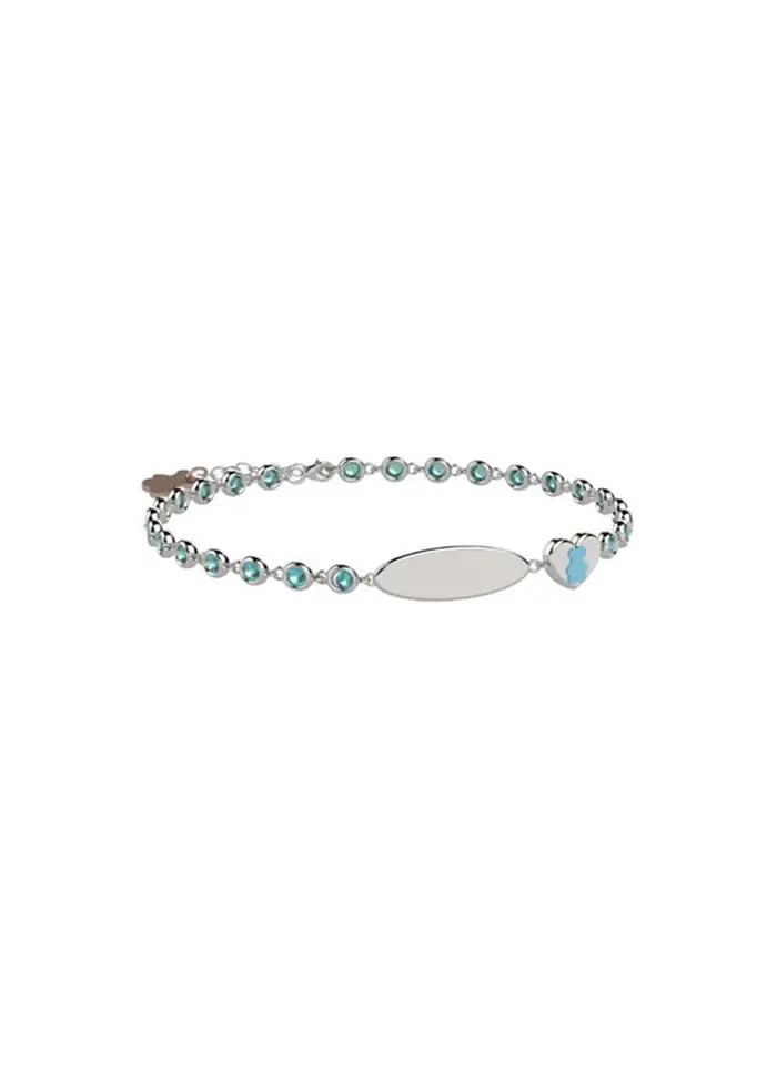 NANAN Bracciale Tennis In Argento 925 Con Pietre Azzurre