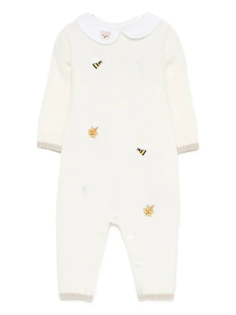 NANAN KIDS Tutina bianca con ricamo Bianco