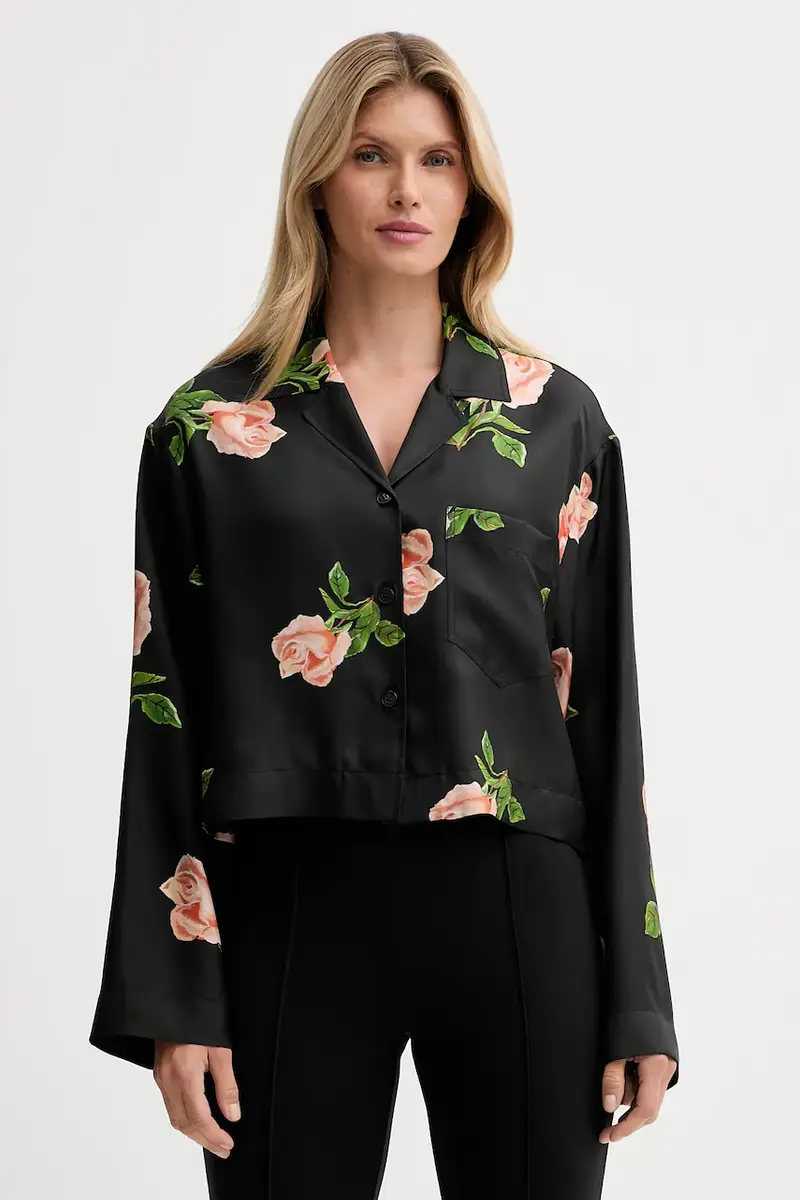 Nanushka camicia in seta donna colore nero NW25PFTP05798