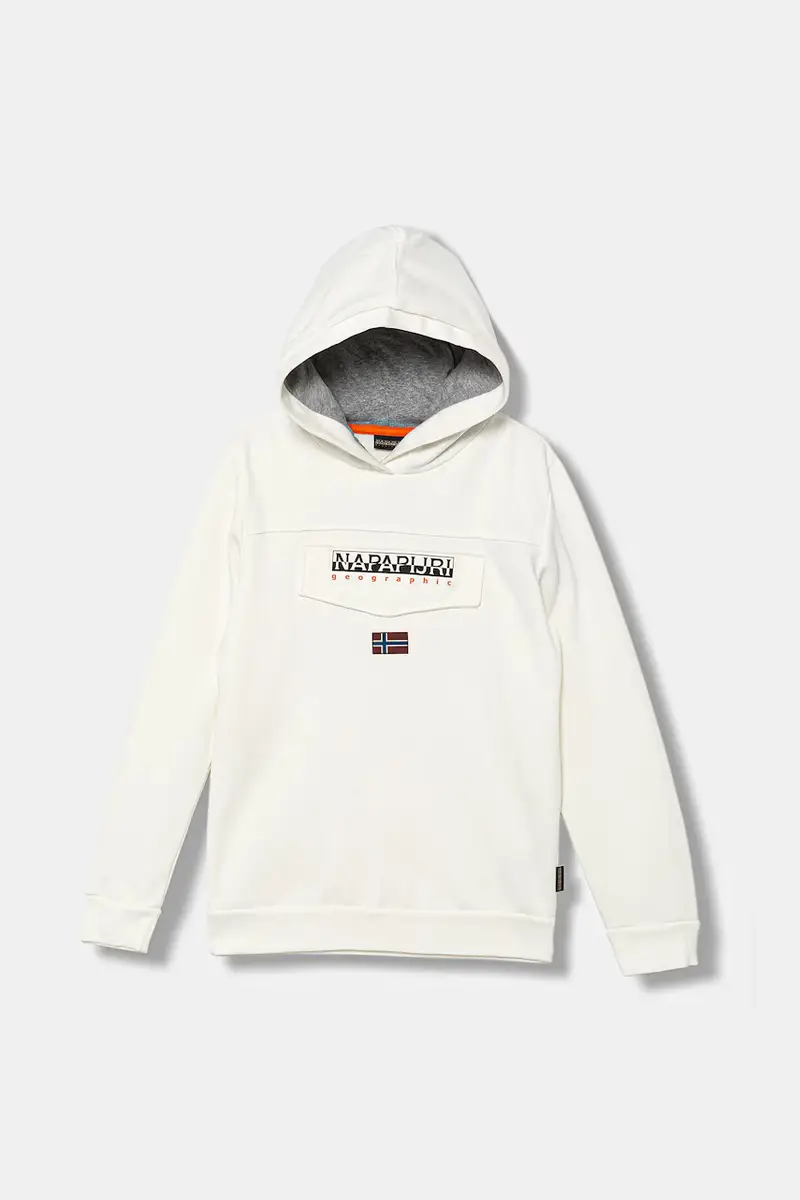Napapijri felpa per bambini BURGEE colore bianco con cappuccio NP0A4I6T2061