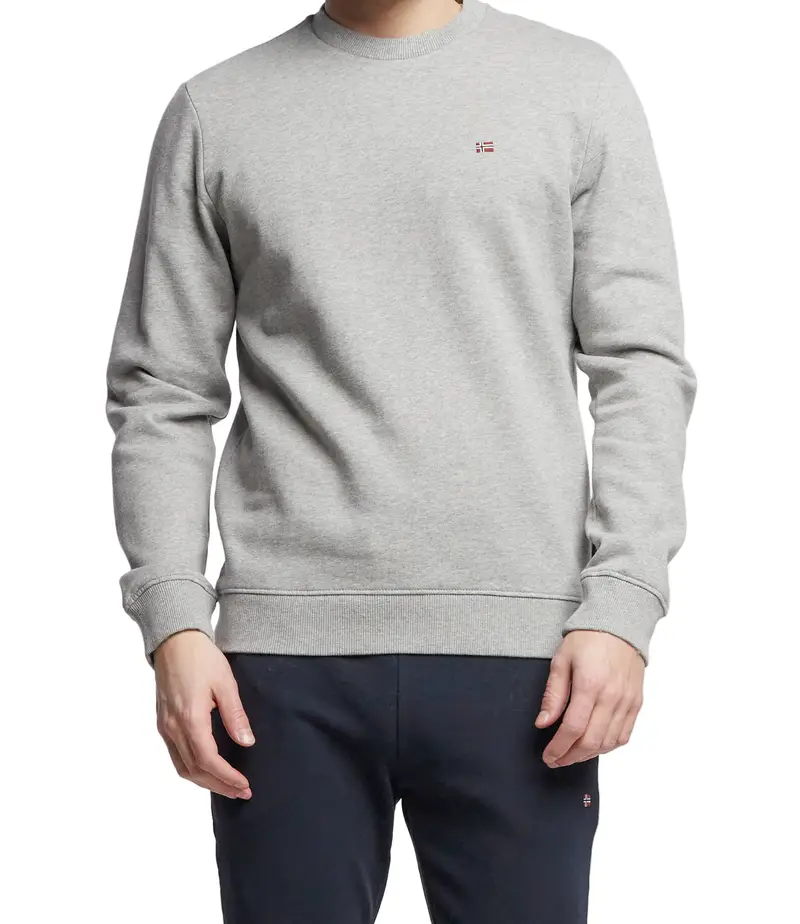 Napapijri Felpa Uomo Grigia Girocollo con Logo Grigio