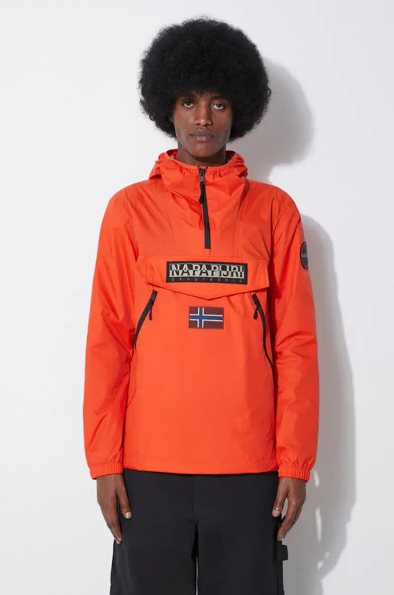 Napapijri giacca Rainforest Wb Pkt V2 uomo colore arancione NP0A4HX6A631