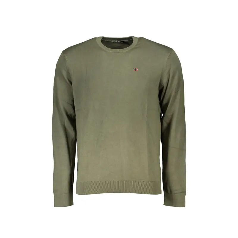 Napapijri Maglia Uomo Verde Girocollo Regular Fit con Ricamo e Logo