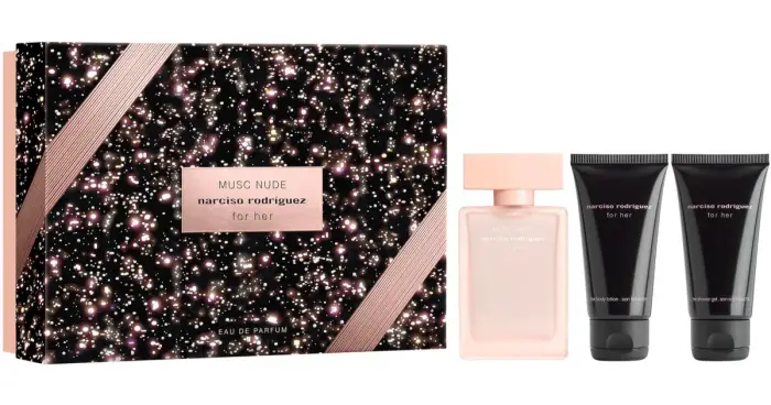Narciso rodriguez per lei musc nude edp50ml + lozione per il corpo 50 ml + gel doccia 50 ml