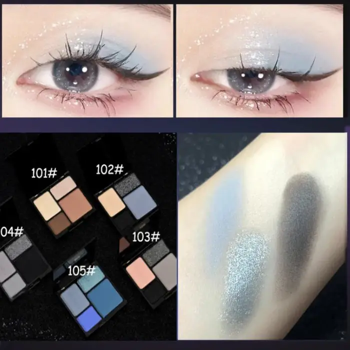 4 colori punk smokey matte glitter ombretto lunga durata shimmer ombretto trucco palette freddo toni nero blu pigmento per occhi
