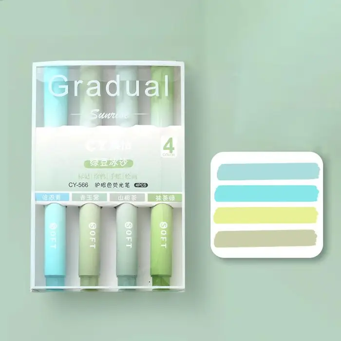4 pz/set Macaron Evidenziatori di Colore Penne Kawaii Studenti di Cancelleria Pennarello Strumento di Disegno Carino Forniture Per Ufficio Scolastico verde