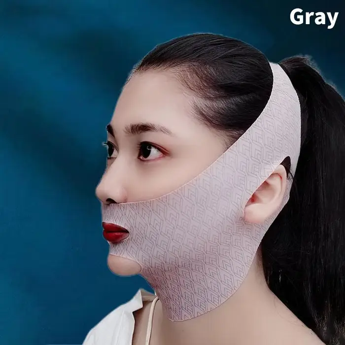 Benda dimagrante per mento, guance, V Line Lifting Mask, V Shaper, Lifting del viso, Maschera da notte, Fascia antirughe, Fascia, Bellezza, Salute colore grigio