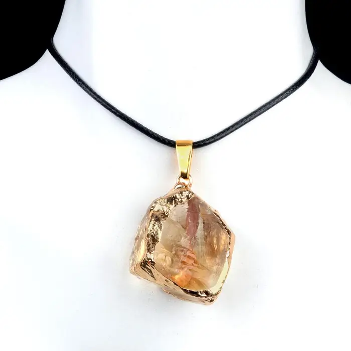 Natural Stone Collana da donna con ciondoli irregolari in pietra naturale per donne eleganti che amano le catene regalo romantiche 45+5 cm