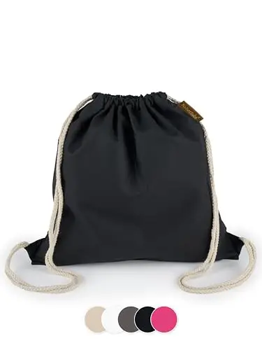 Naturstube 1 sacca da ginnastica in cotone (38 x 42 cm), certificata Oeko-TEX, sacchetto di stoffa e sacchetto sportivo