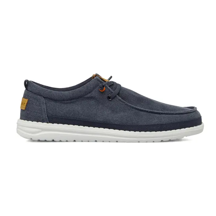 NAVIGARE Scarpe casual da uomo in tessuto blu effetto tela con dettagli arancio