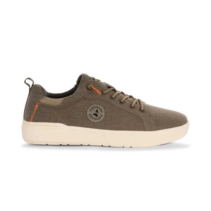 NAVIGARE Scarpe casual stringate da uomo verdi in tessuto con dettagli arancioni