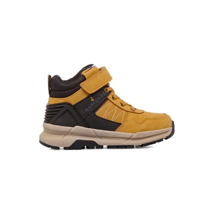NAVIGARE Sneakers alte gialle da bimbo con velcro e logo laterale