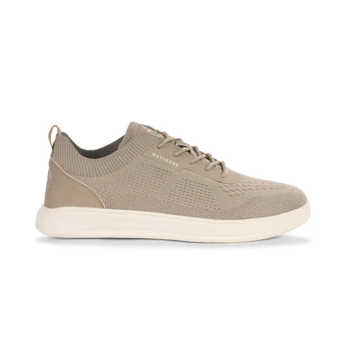 NAVIGARE Sneakers casual beige da uomo in tessuto knit con lacci