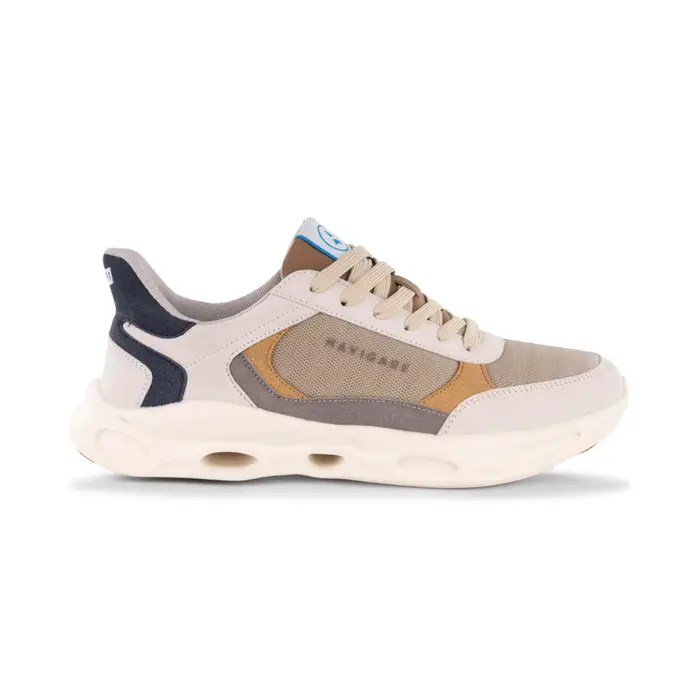 NAVIGARE Sneakers da uomo beige e grigie con inserti effetto scamosciato