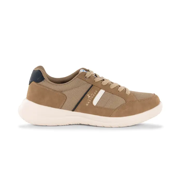 NAVIGARE Sneakers effetto scamosciato da uomo marroni con inserti in tessuto