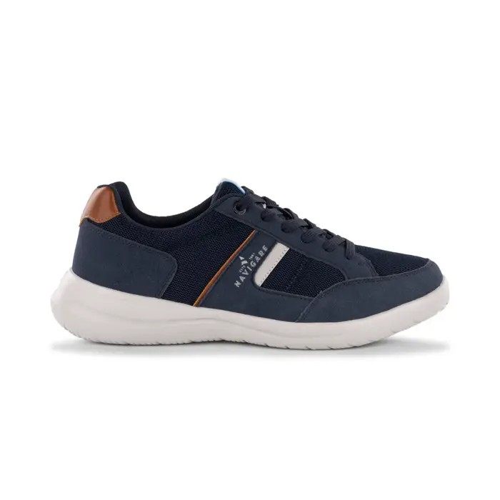 NAVIGARE Sneakers sportive da uomo blu con inserti effetto scamosciato e mesh