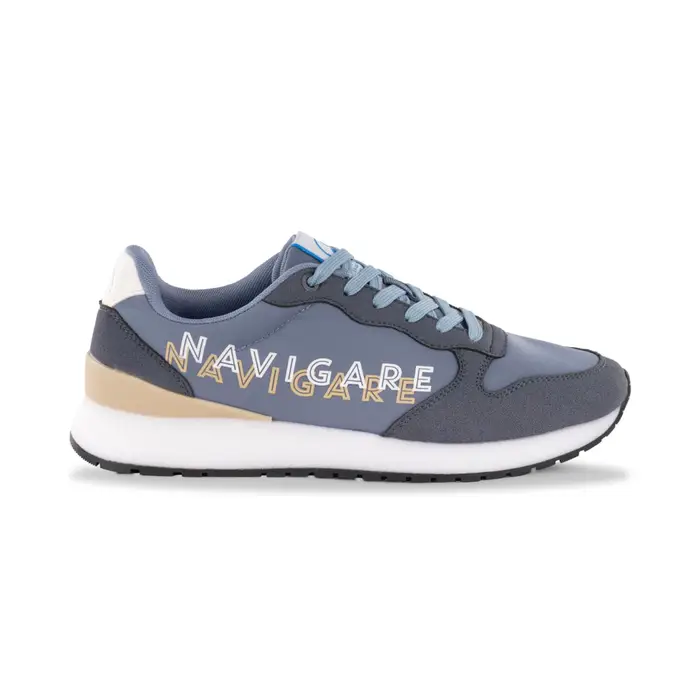 NAVIGARE Sneakers sportive da uomo blu e grigie effetto scamosciato