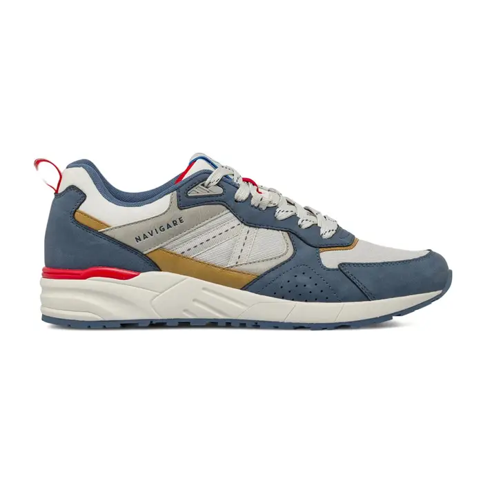 NAVIGARE Sneakers sportive da uomo multicolore blu e grigie effetto scamosciato