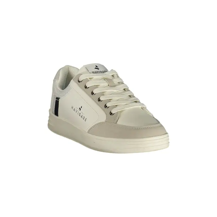 Navigare Sneakers Uomo Bianche Stampa Logo Bianco