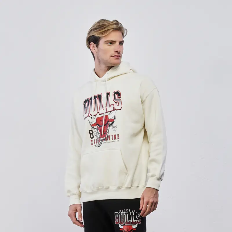 NBA Felpa sportiva bianca da uomo con maxi scritta