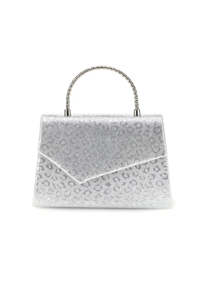 Borsa argento con texture animalier e tracolla a catena Nbg SERA/3488 [ARGENTO]