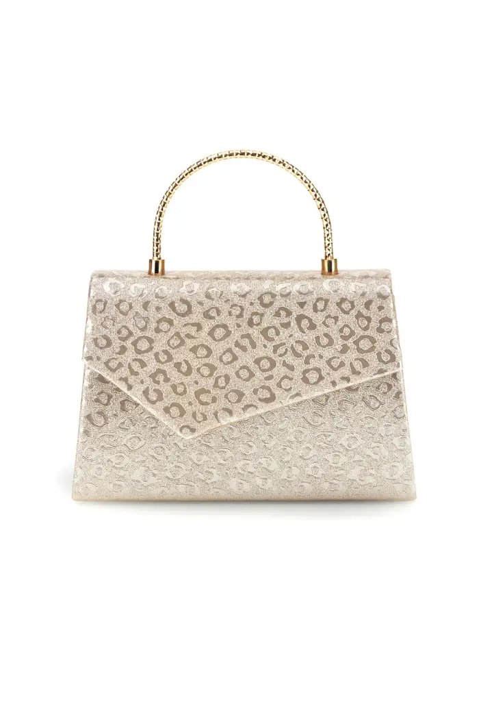 Borsa oro con texture animalier e tracolla a catenella Nbg SERA/3488 [ORO]