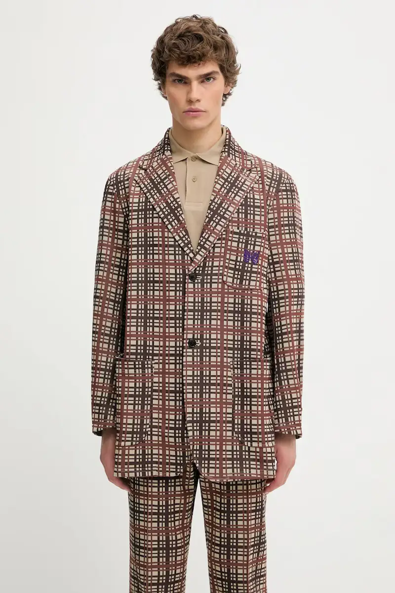 Needles giacca 2B Poly Jacquard uomo colore marrone RW310