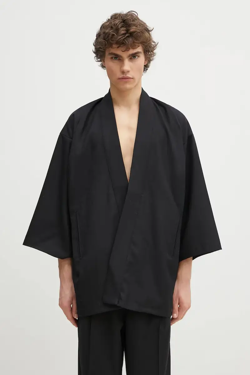 Needles giacca in lana Haori uomo colore nero QV092